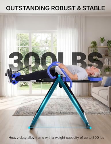 Image of YOLEO Gravity Inversion Table for Back Pain Relief 2026 New Inversion Table w /Lumbar Support Easy to Assemble Back Stretcher Machine 300 lbs