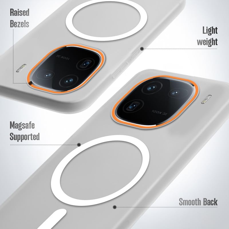Image of Mr. Case Back Cover for iQOO 12 Pro 5G Sleek Frosted Translucent Back | Only Compatible with Wireless Magnetic Accessories | Anti-Scratch Shockproof Phone Case - White