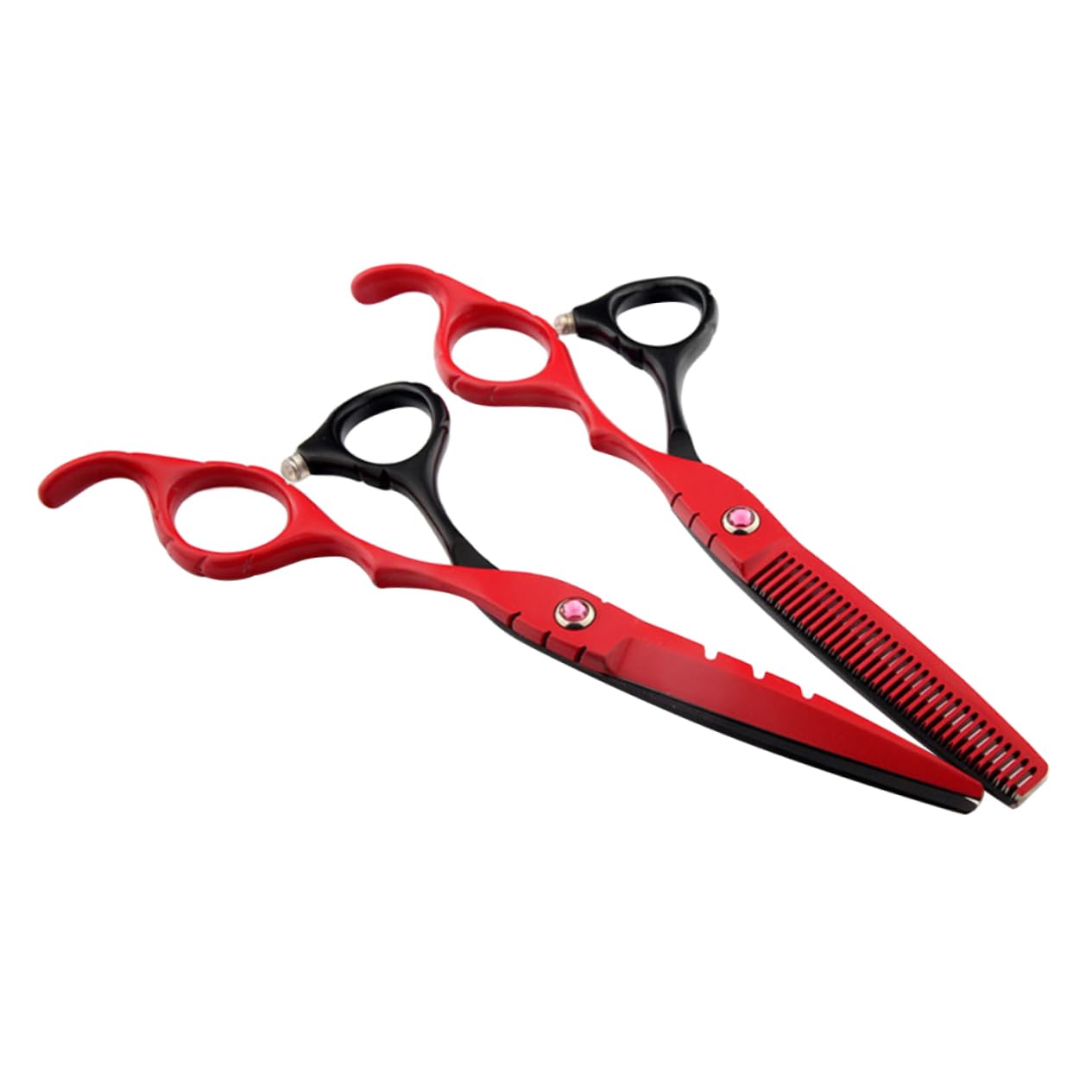 Ciseaux de coiffeur amincissants VALICLUD à branches rouges pour désépaissir sans effort