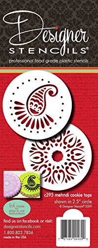 Designer Stencils C395 Mehndi Cookie Stencil Set, 2-Inch, Beige/Semi-Transparent