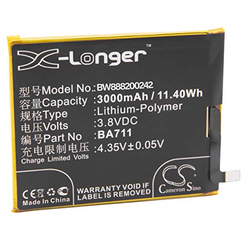 vhbw batteria compatibile con Meizu M6 Dual SIM, M6 Dual SIM TD-LTE, Blue Charm 6, M6, M711C smartphone cellulare (3000mAh, 3,8V, Li-Poly)