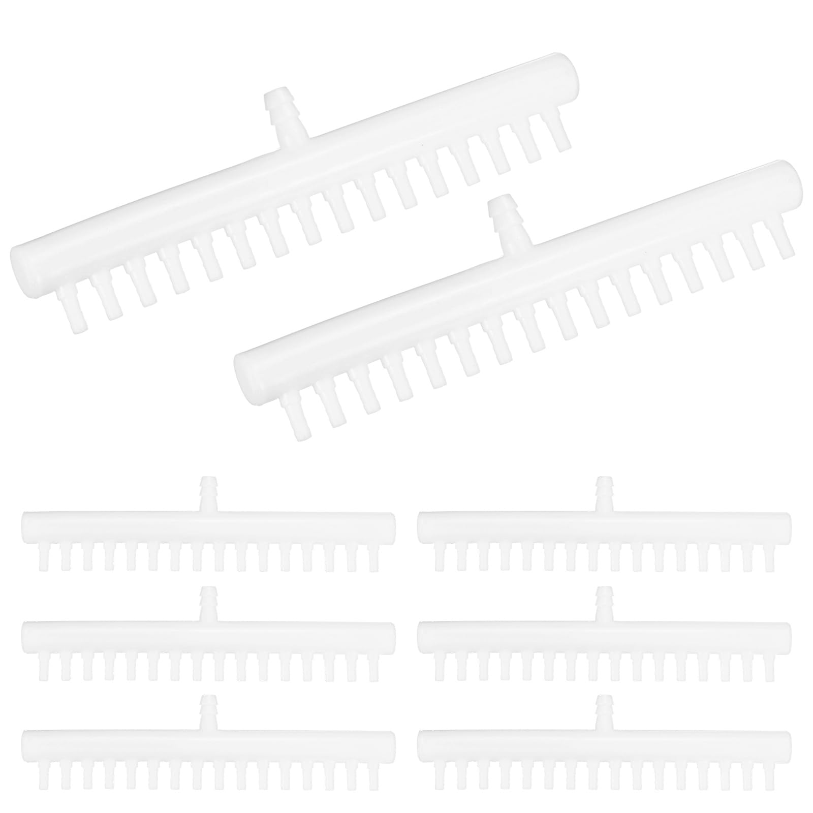 M METERXITY 4-Pack Rake-Shaped Hose Joint Air Discharge Diverter, 16-Way Outlet Barb Hose Fitting Connector for Agricultural Irrigation, Pressure Resistance [Transparent]