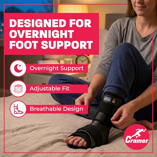 Image of Cramer Dorsal Night Splint, Small, Foot Brace for Plantar Fasciitis Support, Lightweight Low-Profile Sleep Aid, Adjustable Arch Alignment Splint for Left or Right Foot, Slip-Resistant Fit