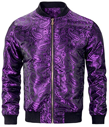 Hi-Tie Paisley Jackets for Men Lightweight Windbreaker Jacket Zipper Coat with Pockets