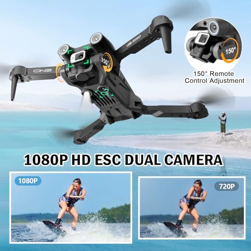 Drone for Kids Adults, RC Quadcopter with 1080P HD FPV Camera for Beginners, Foldable Mini Drone with Obstacle Avoidance, Headless Mode, One Key Take Off/Landing, Speed Adjustment, 3D Flips, 2 Batteries - Thumbnail 2