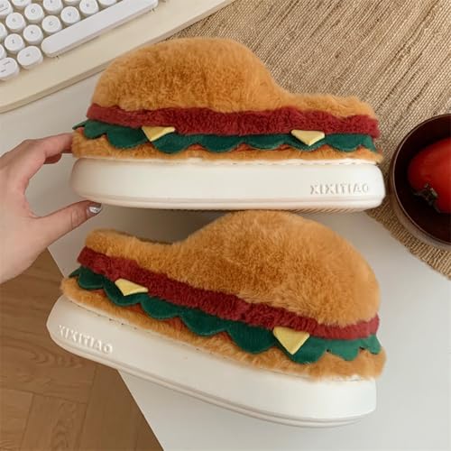 Hamburger Slippers - Funny Gift, Plush Slippers, Non-slip insoles, Slippers for Women and Men, Bread Slippers4