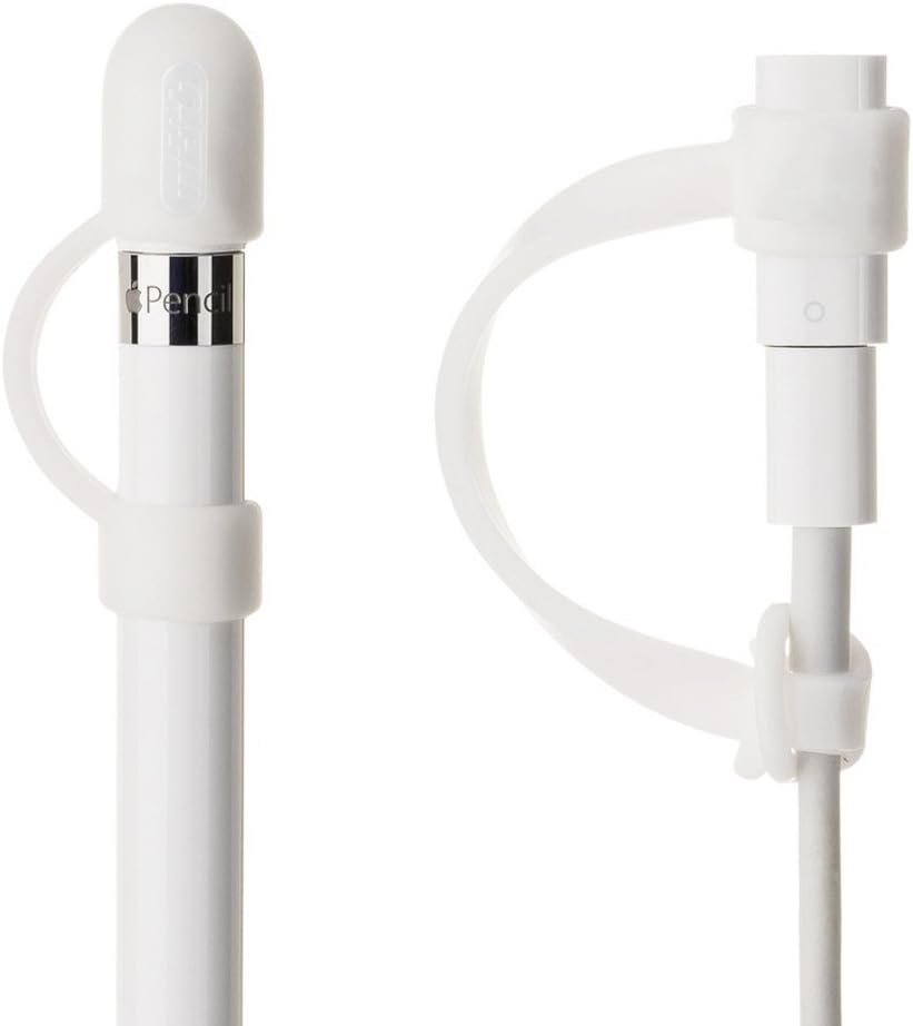WERO [Pack of 2 sets] Elastic Silicone Protecive Cover Holder for Apple Pencil Magnetic Cap + Anti-lost Carrying Strap for Apple Pencil Charging/Charger Adapter, Applicable for iPad Pro Apple Pencil