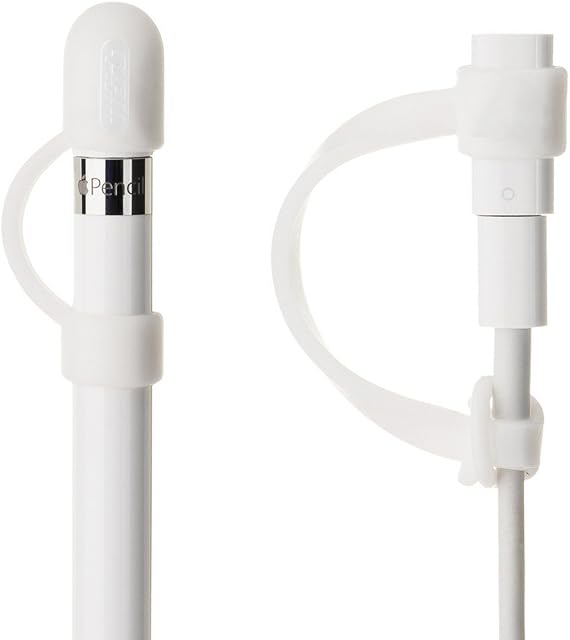 WERO [Pack of 2 sets] Elastic Silicone Protecive Cover Holder for Apple Pencil Magnetic Cap + Anti-lost Carrying Strap for Apple Pencil Charging/Charger Adapter, Applicable for iPad Pro Apple Pencil