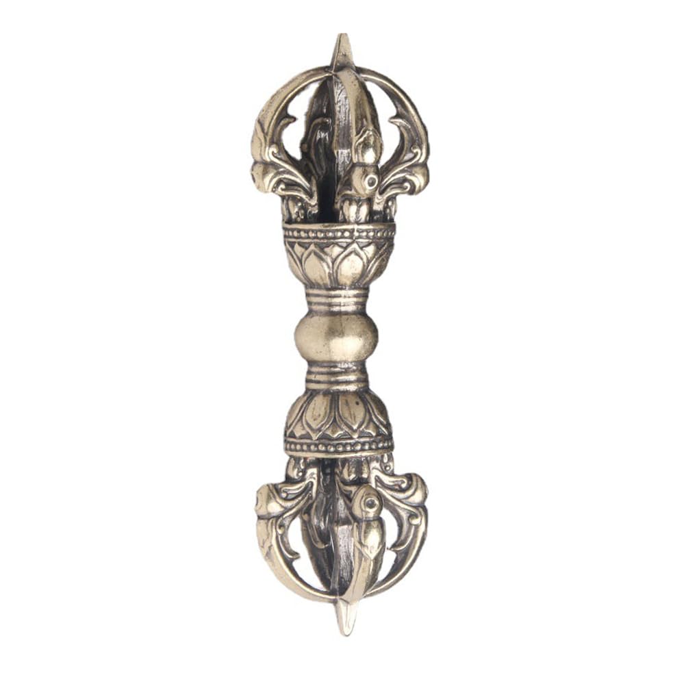 Veemoon Brass Vajra Dorje 8.8cm Tibetan Buddhist Amulet Solid Metal Tantric Ritual Ornament for Zen Meditation Yoga Altar Mindfulness Home Decor