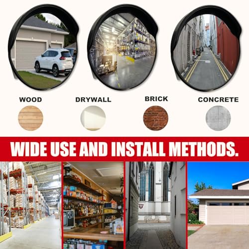 SecurityMan Large 24 Inch Convex Mirror for Blind Spots - 40 Ft Range Wide Views for Driveways, Intersections, Warehouses, Roads, and Large Facilities - Shatterproof Indoor & Outdoor Security Mirror