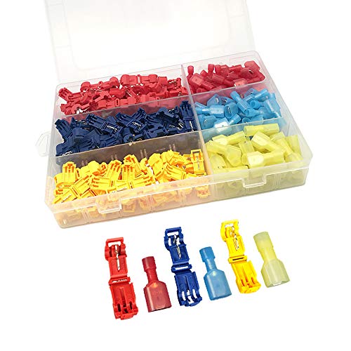 Keleily Conectores eléctricos T-Tap Terminales de cable de empalme rápido de pelado automático con kit de desconexión rápida macho totalmente aislado para cable de conexión rápida, 30 pares