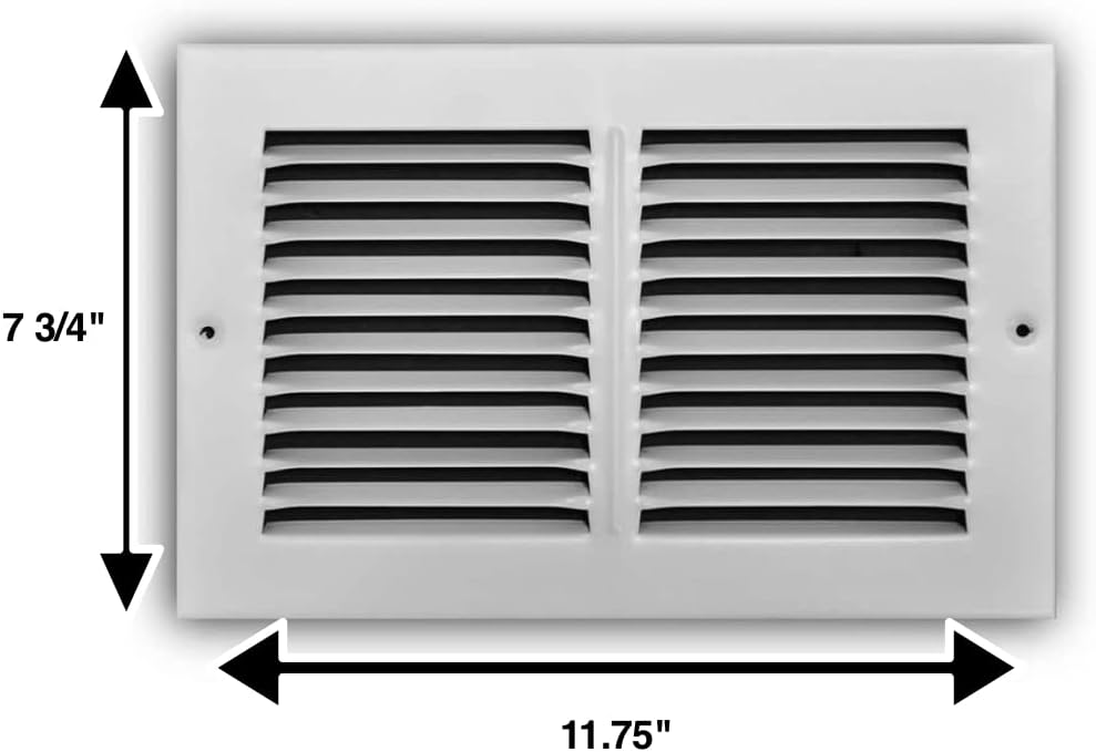 Rocky Mountain Goods 10x6 Air Return Grille - Heavy Duty Steel Louvered Vent Cover, Paintable White Finish, Includes Screws (11 3/4 x 7 3/4 Actual)