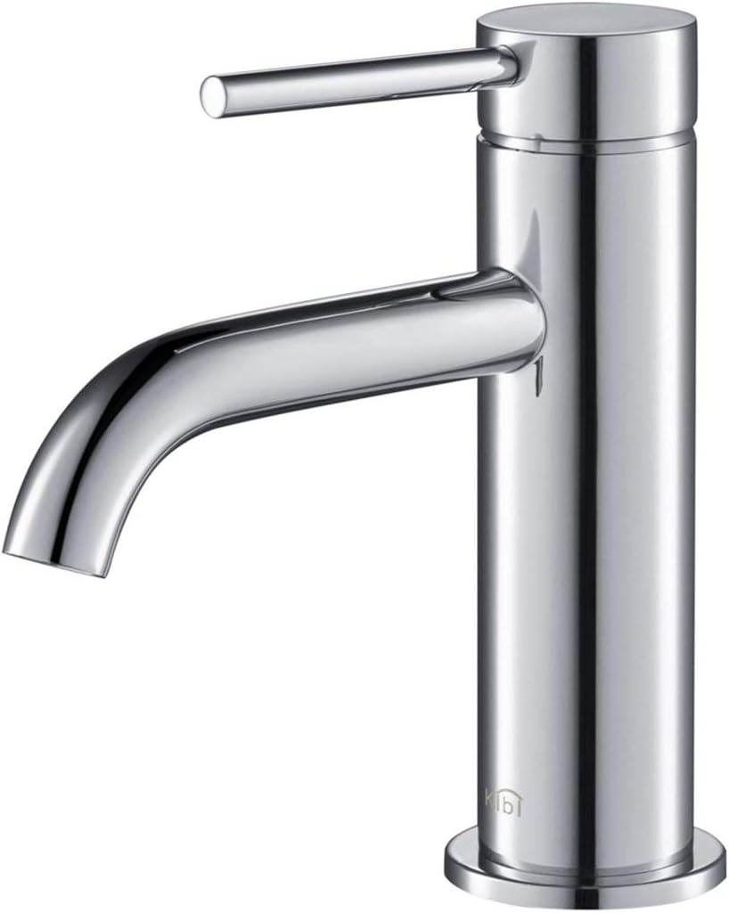 KIBI Chrome Bathroom Sink Faucet - Single Handle Solid Brass Construction With Water Lines