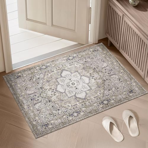 Tapete decorativo Boho 2x3 pies antideslizante lavable miniatura 1