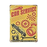 Oudrspo Garaje Servicio y reparación de automóviles Regalos de mordaza Cartel de chapa Placa de metal Arte Colgante Pintura de hierro Retro Hogar Cocina Jardín Garaje Decoración de pared 16 'x12