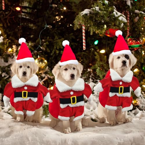 Kleidung für Haustiere Weihnachtsmann, Hundekostüme Weihnachten, Haustier Weihnachtskostüm, Katze Hund Weihnachtskostüm mit Mütze Weihnachtsmann, Für Christmas Party Cute Cats and Dogs Kostüm