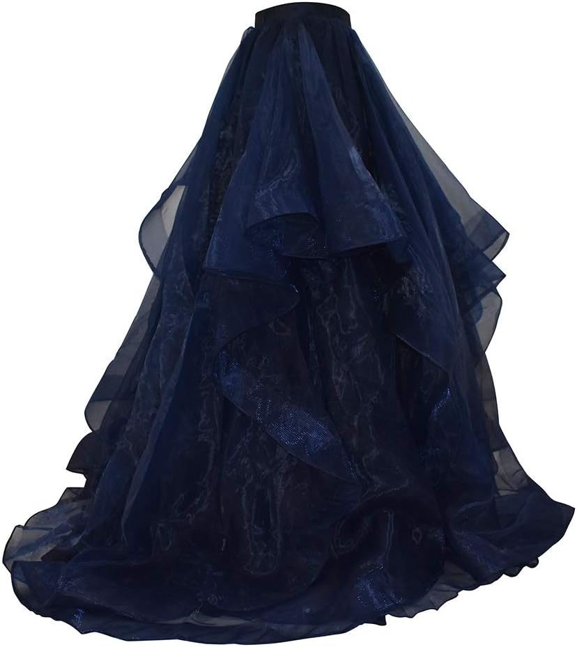 Women Maxi Bridal Skirt Wedding Skirt With Train Party Prom Skirt X-Large Navy