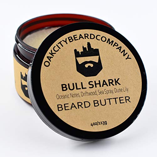 Oak City Beard Company - Bull Shark - 4 Ounce - Beard Butter - Beard Conditioner - Oceanic Notes - Driftwood - Sea Spray - Dune Lily