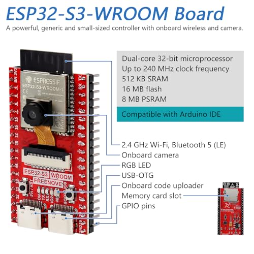 Image of Freenove ESP32 ESP32-S3 Camera Board Kit (16 MB Flash) with 1GB Card