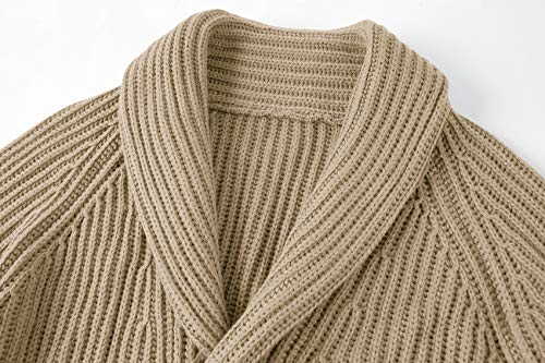 Runcati Mens Shawl Collar Cardigan Sweaters Button Down Open Front Knitwear Cable Knitted Ribbed Jackets Outwear3
