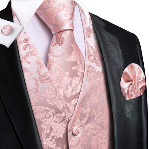Dubulle Mens Vest and Tie Set Paisley Floral Waistcoat Neckties for Men Lapel Pin Clip Set Wedding Business2