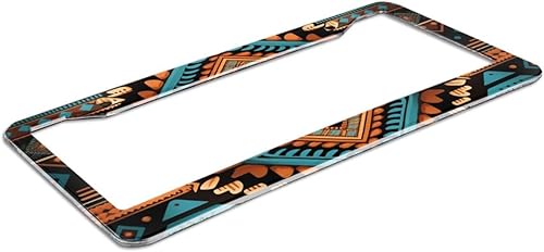 Miniatura 3 de Marco de matrícula de aluminio para automóvil, 2 unidades, con agujeros, nativo suroeste tribal indio azteca