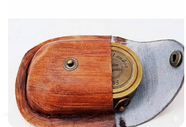 Brújula de bolsillo de latón macizo con funda de cuero estilo náutico vintage para viaje, senderismo y decoración