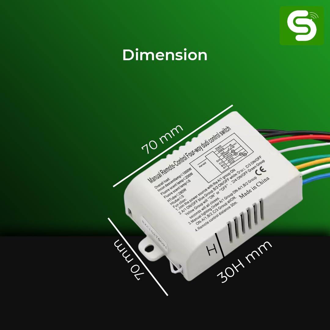 ESYSENSE 4-Way RF Remote Control Switch 220-240V for Lights & Fans ESY-TC35 1