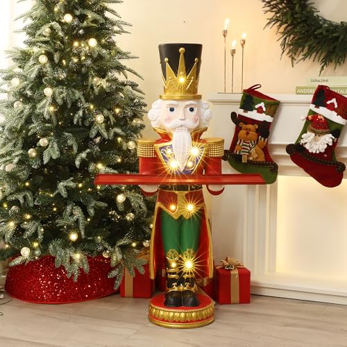 LuxenHome Nutcracker Christmas Decoration 4FT Tall with Serving Tray