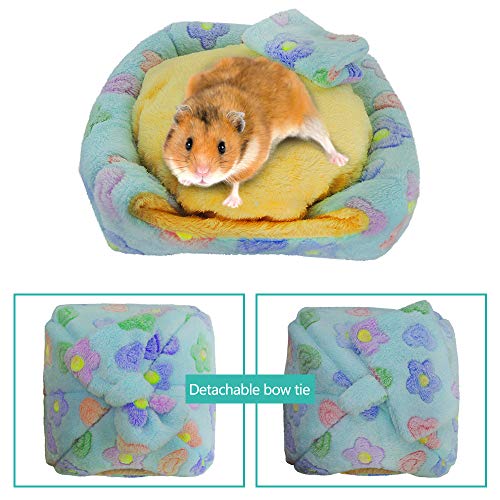 Image of HOMEYA Small Animal Pet Bed, Sleeping House Habitat Nest for Guinea Pig Hamster Hedgehog Rat Chinchilla Hideout Bedding Snuggle Sack Cuddle Cup Cage Accessories with Removable Washable Mat (Blue)