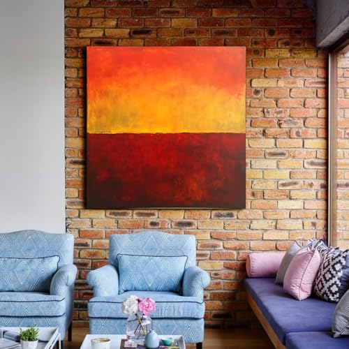 Art mural abstrait rouge et orange OSHIONARTE toile 35x35cm structure interne