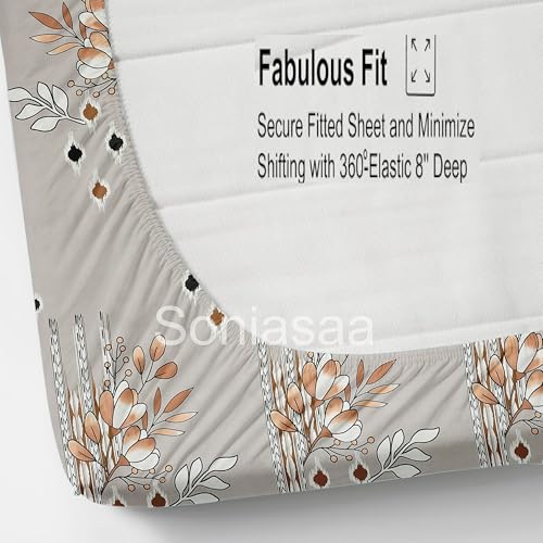 Image of 230 TC Glace-Cotton All Around Elastic Fitted Bedsheet, Elastic Fitted Bedsheet Single Size Bedsheet for Single Bed with 1 Pillow Cover, Size - 72 x 36 x 8 Inch Color