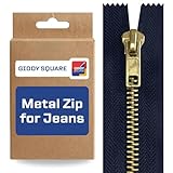 Giddy Square Cremallera de mezclilla azul marino de 15 cm, cremallera de metal duradera para mezclilla y telas pesadas, ideal para costura y reparación de ropa