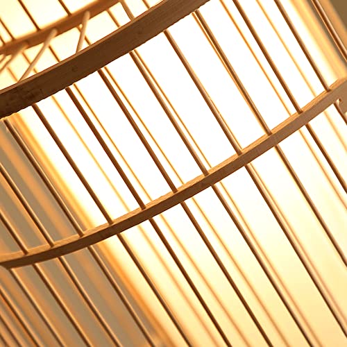 Pendentif lumière en bambou E27 avec cordon réglable de salon - 7