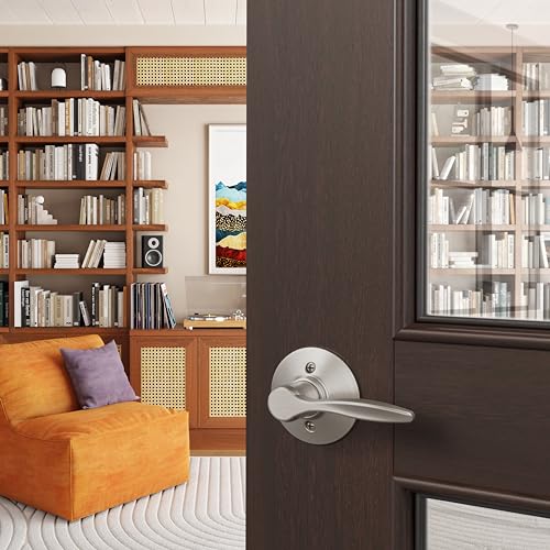 Image of Schlage F170 DEL 619 LH Left Handed Delfayo Door Lever with Standard Trim, One-Sided Non-Turning Dummy Handle, Satin Nickel