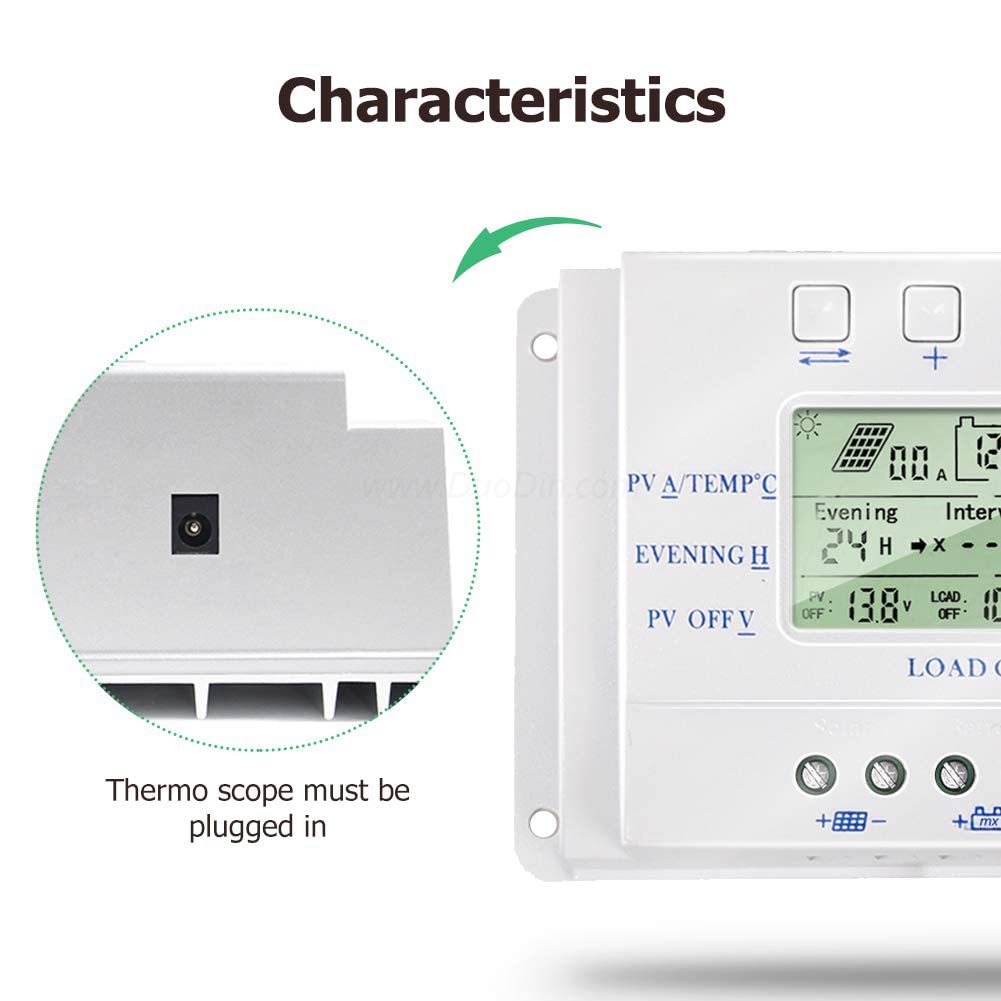 SolaMr 10A Régulateur de Charge Solaire 12V/24V Tension D'identification Automatique Régulateur D'intelligence de Panneau Solaire avec Écran LCD - T10