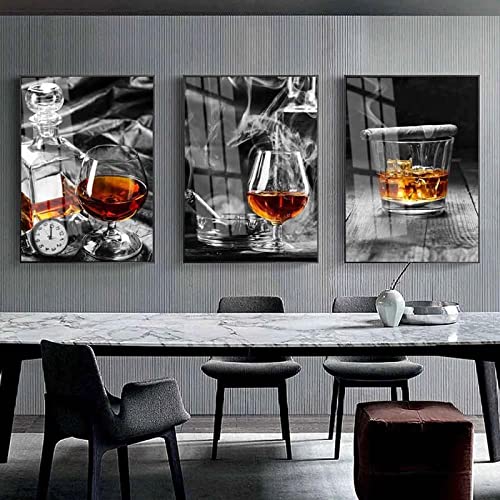 Toile peinture murale vin et cigare 60x90cm style nordique moderne sans cadre pour salon