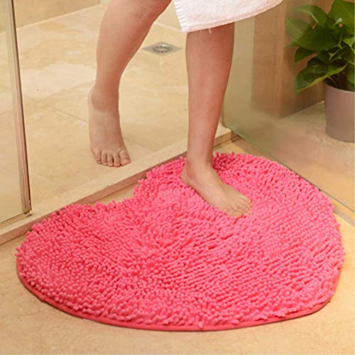 ZGPTX Chenille Tapis en Forme de Coeur pêche Salle de Bain Cuisine Tapis Absorbant antidérapant Maison Tapis décoratif en Forme de Coeur 70x80cm Rose Rouge Cover