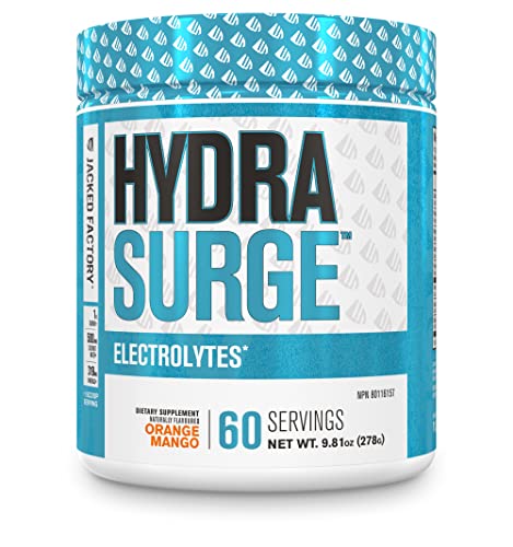 HYDRASURGE Electrolyte Powder - Hydration Supplement with Key Minerals, Himalayan Sea Salt, Coconut Water, & More - Keto Friendly, Sugar Free & Naturally Sweetened - 60 Servings, Orange Mango