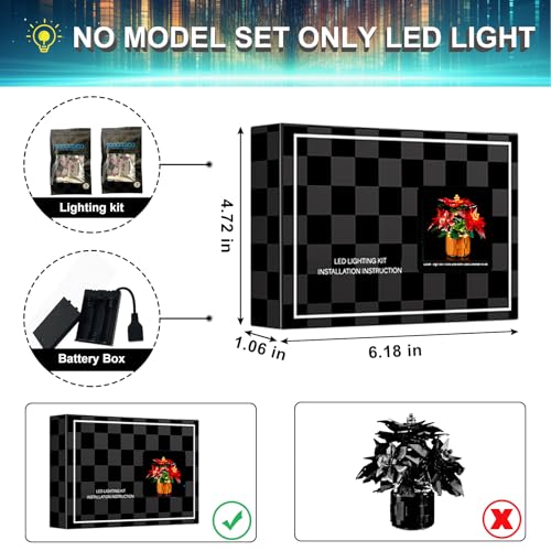 Image of LED Light Kit for Lego 10370 Icons Poinsettia Flower Decor Set, Compatible with Lego 10370 Building Blocks Model(Not Include Blocks Set)