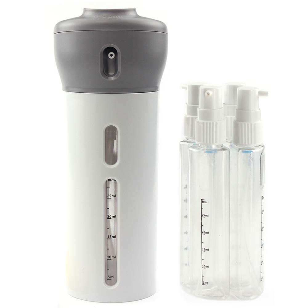 4 in 1 Travel Bottle Dispenser | Refillable Leak Proof | Toiletries Cosmetic Liquid Lotion Container | Includes Four 40 mL Containers for Shampoo, Lotions, Skincare, Makeup Products-image-17