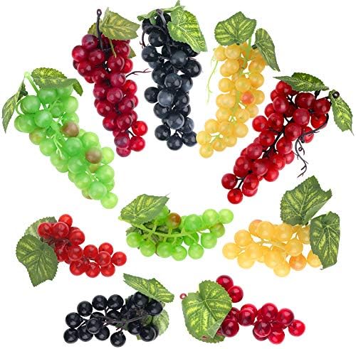 BigOtters 10 Pack Artificial Grapes, Fake Grapes Frosted Grape Clusters Decorative Fruit Grapes Bunches for Grape Vines Party Garland Decorations
