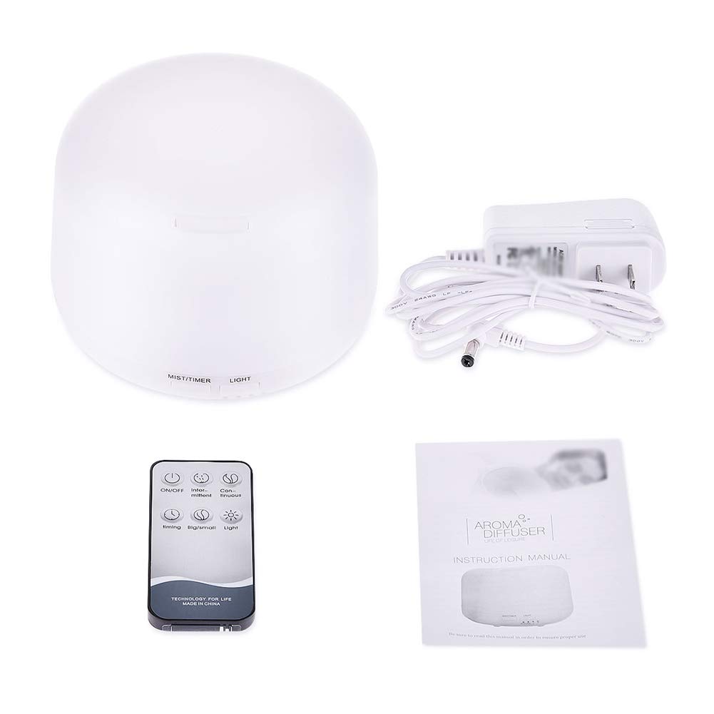 XRX Dyfuzor zapachowy, pilot zdalnego sterowania, lampa zapachowa, tłumik ultradźwiękowy, 300 ml, dyfuzor olejków eterycznych, 7 kolorów, światła LED, bez wody, automatyczne zamykanie, biały
