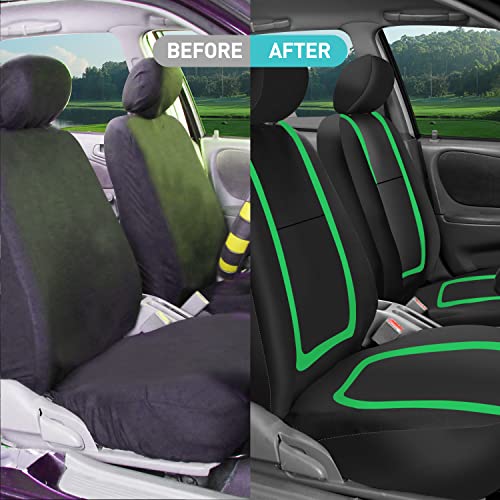 FH Group Car Seat Covers Front Set in Cloth - Car Seat Covers for Low Back Car Seats with Removable Headrest, Universal Fit, Automotive Seat Covers, Washable Car Seat Cover for SUV, Sedan, Van Green - Image 3