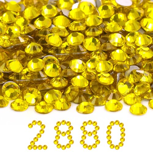 Image of Flatback Rhinestones Bulk, 2880PCS Citrine Rhinestones for Clothes DIY Decoration Crafts, Citrine, SS30, 6.3-6.5mm