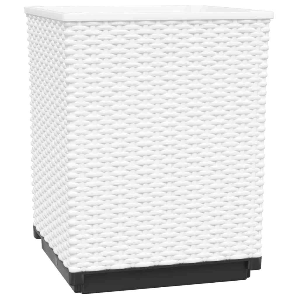 Pflanzkübel Set 2 Stück Weiß 30 x 30 x 37 cm aus Polypropylen für Balkon, Terrasse, Garten, Indoor und Outdoor, für Kräuter, Gemüse, Blumen, Deko und Fensterbank
