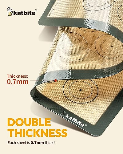 image for Silicone Baking Mat Set of 5, Katbite Food Grade Non-stick Reusable Co