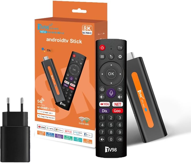 Android TV Stick 4K 2GB RAM 16GB ROM H313 Quad-Core 64bit WiFi5 D...