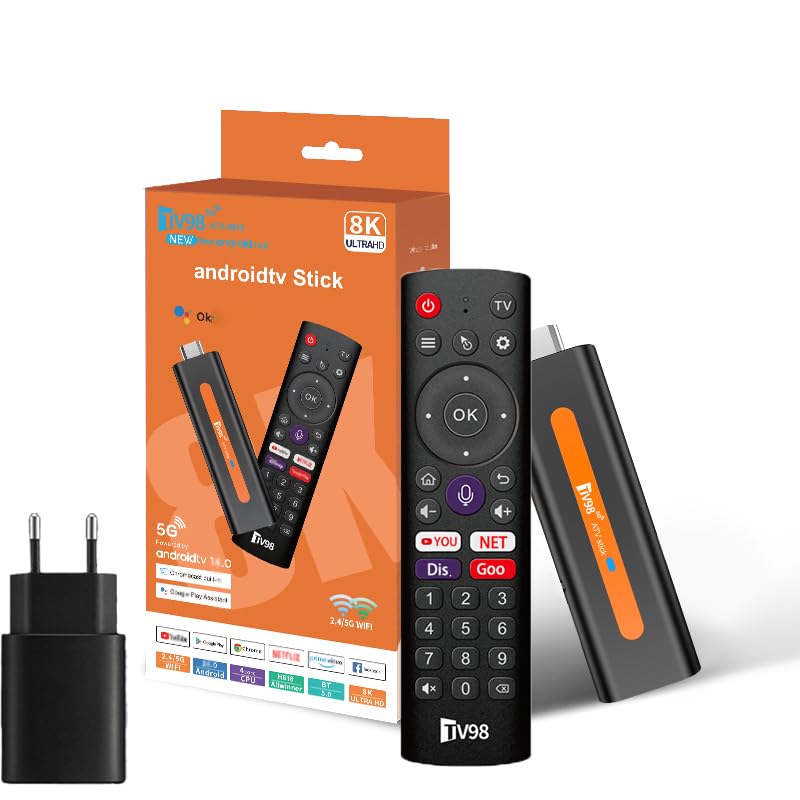 Android TV Stick 4K 2GB RAM 16GB ROM H313 Quad-Core 64bit WiFi5 Dual 2.4G/5G WiFi HDR10+ HD Smart TV Stick Box (H6 2+16 App)