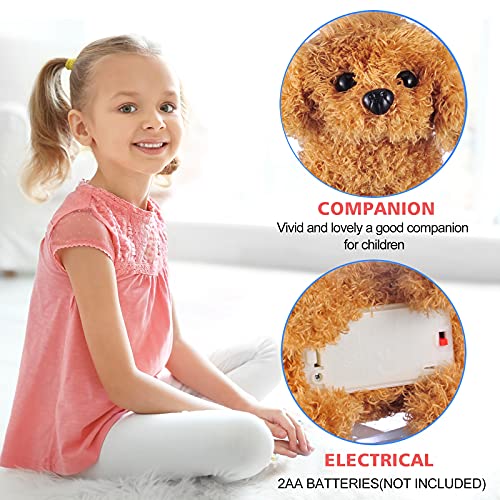 Image of WorWoder Plush Golden Retriever Toy Puppy Electronic Interactive Pet Dog - Walking, Barking, Tail Wagging, Stretching Companion Animal for Kids (Teddy Dog)